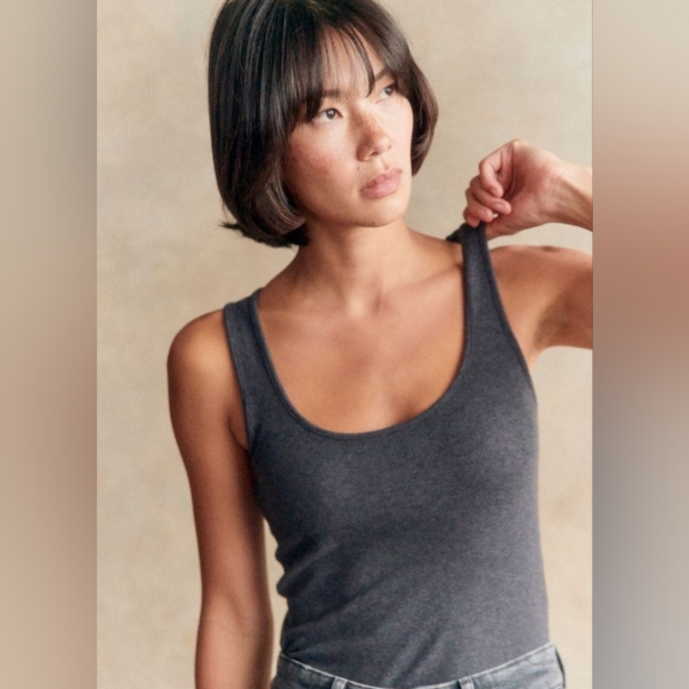Sézane Aubry Tank Top In Gray Sleeveless Basic Casual Women’s Medium NWT